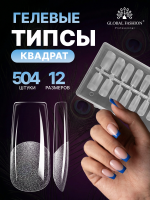 Гелевые типсы, форма "квадрат", 12 размеров, 504 шт