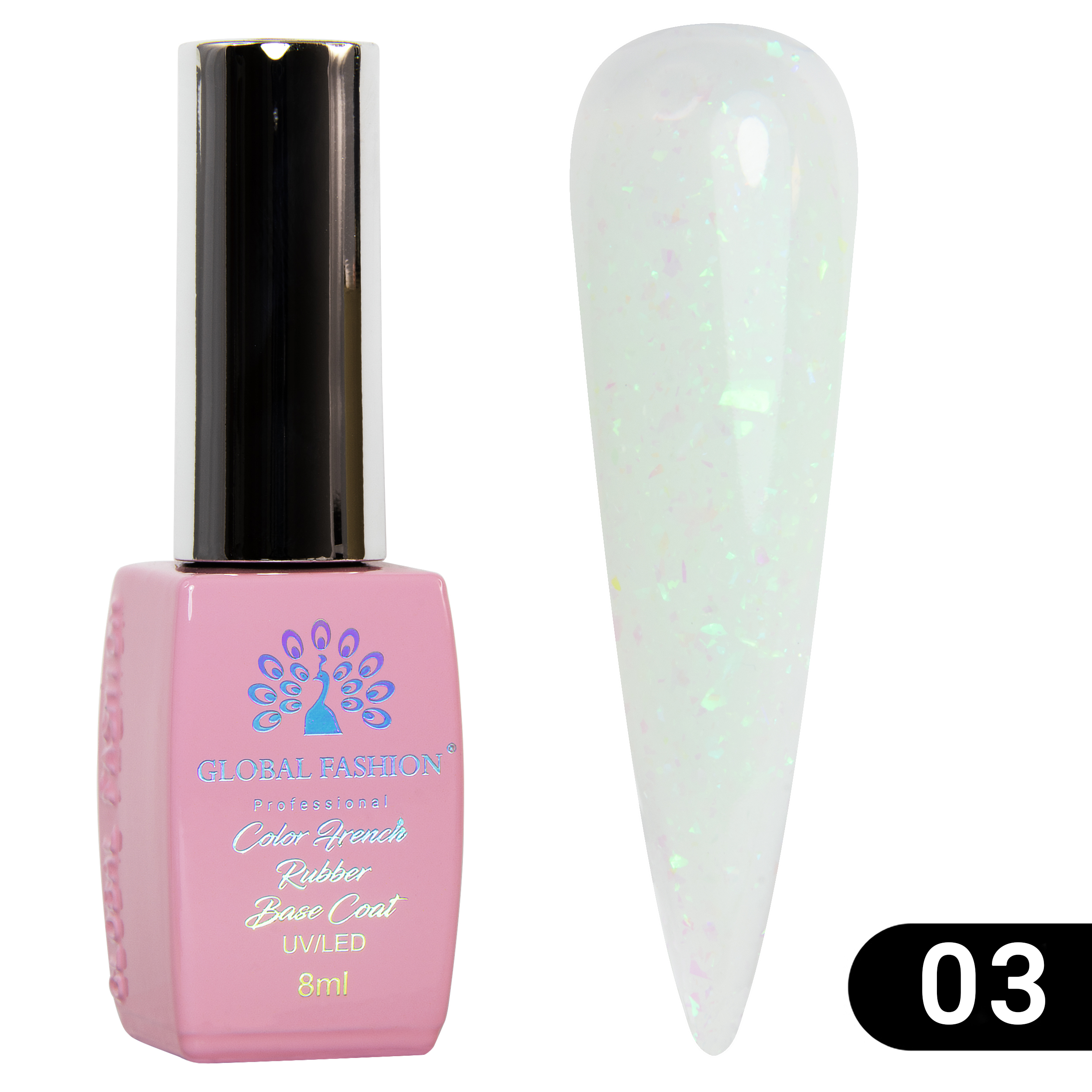 Каучуковая база Chrome Flake Global Fashion 8 мл, 03