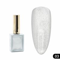 Гель лак кошачий глаз, Global Fashion, Silver Snow White cat eyes, 8ml, 03