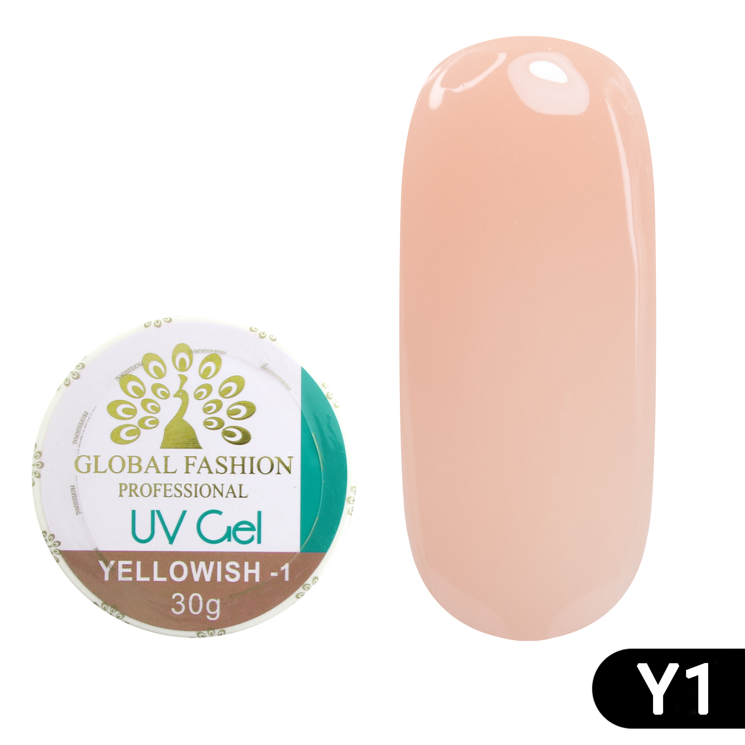 Гель для наращивания ногтей, камуфляж-1, Global Fashion Yellowish-1, 30 г