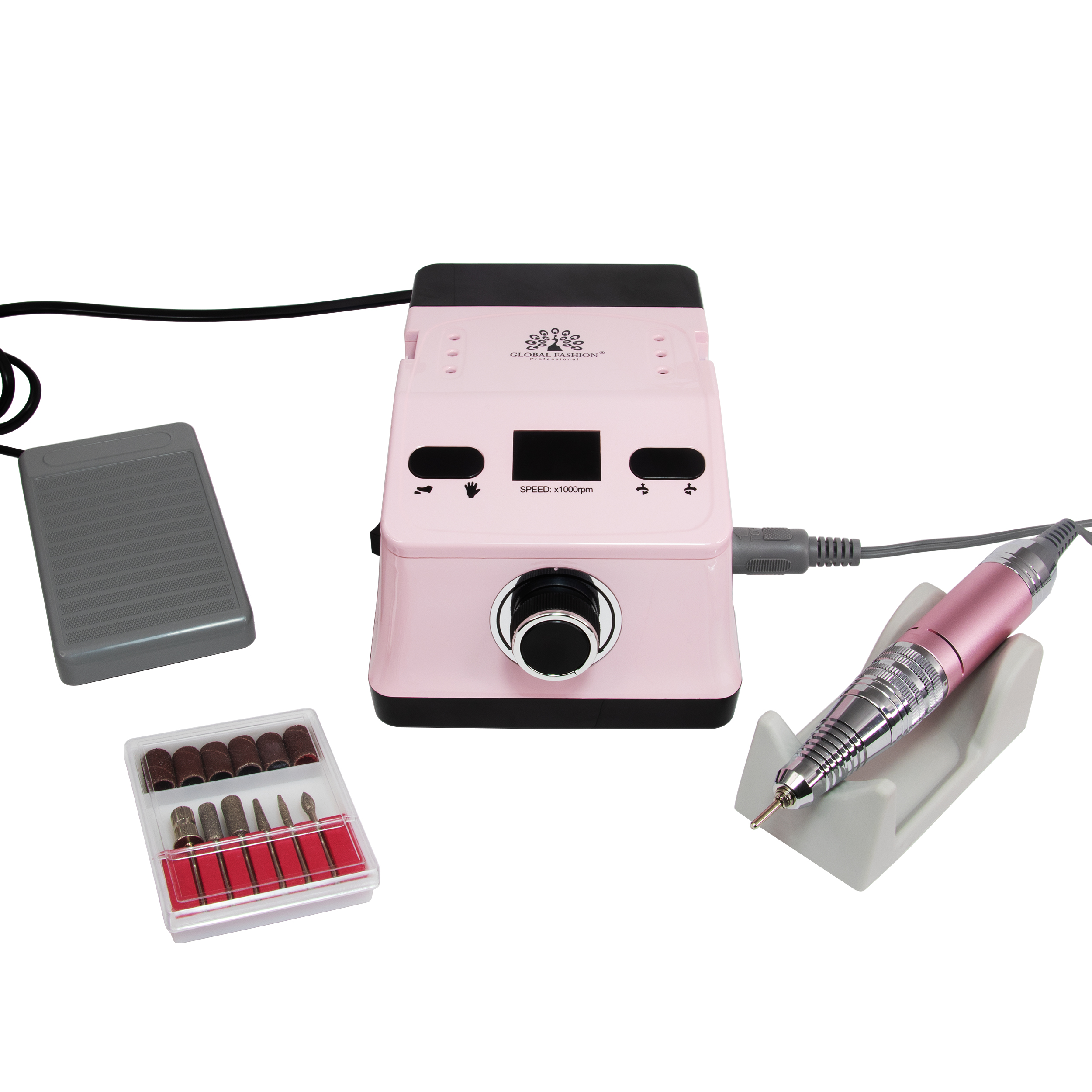 Аппарат для маникюра и педикюра Global Fashion 50000 об 80W, ZS-718-pink