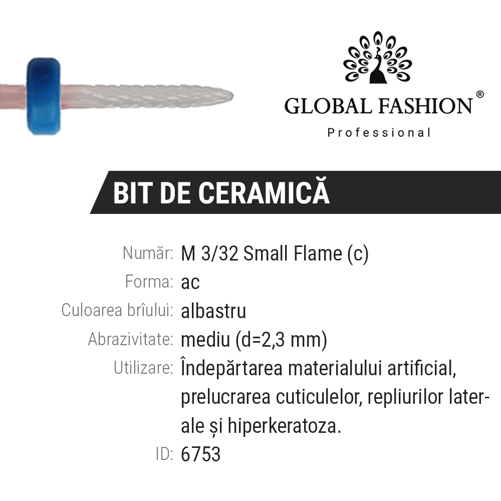 Керамическая насадка для кутикулы M 3/32 Small Flame (c)