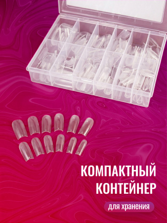 Гелевые типсы для наращивания ногтей, форма "средний квадрат", 240 шт