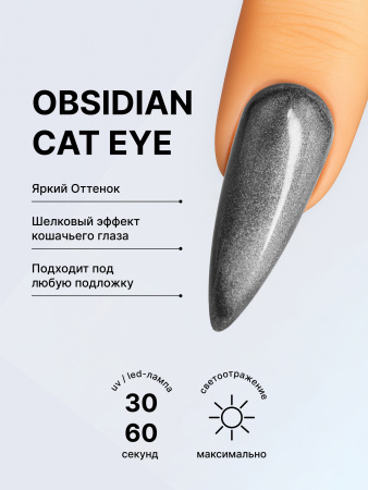 Гель лак кошачий глаз Obsidian Cat Eye Global Fashion, 8мл, 001