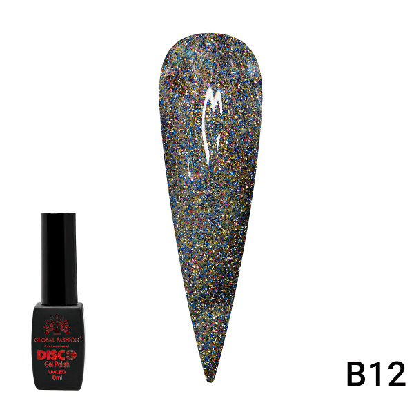 Гель лак Disco Gel Polish, Global Fashion, светоотражающий, 8 мл B12