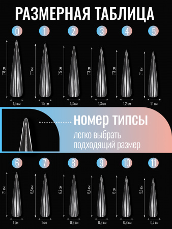 Гелевые типсы, Global Fashion,  экстрадлинные 5xl, 12 размеров 120шт, 02, стилет