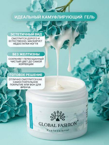 Гель для наращивания ногтей, молочный (Milk), Global Fashion, 56 гр