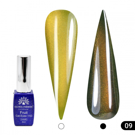 Гель лак кошачий глаз, Global Fashion, Fruit cat eyes 11D 8ml, 09, carambola