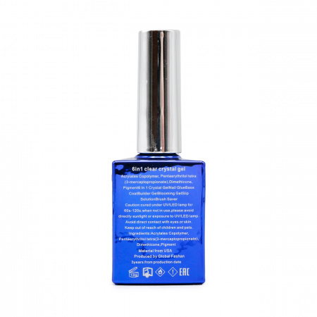 Гель для наращивания 6 in 1 crystal gel, 15 мл, Clear