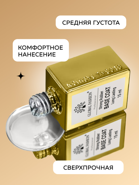 Каучуковая база для гель лака, Strong Rubber Base Coat Long Lasting, 15 мл., Global Fashion