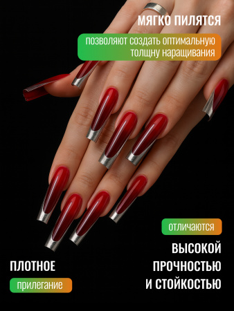 Гелевые типсы, Global Fashion,  экстрадлинные 5xl, 12 размеров 120шт, 04, квадрат