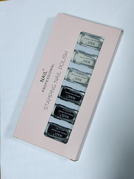 Лак для стемпинга Nail, набор белый+черый (6 шт)