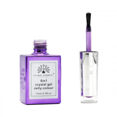 Гель для наращивания 6 in 1 crystal gel jelly colour, 15 мл, 6606