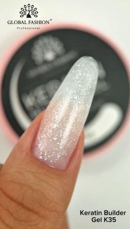 Гель для ногтей KERATIN BUILDER GEL 15g K35 мерцающая вуаль