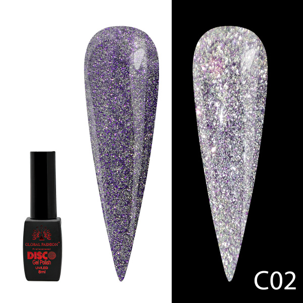Гель лак Disco Gel Polish, Global Fashion, светоотражающий, 8 мл C02