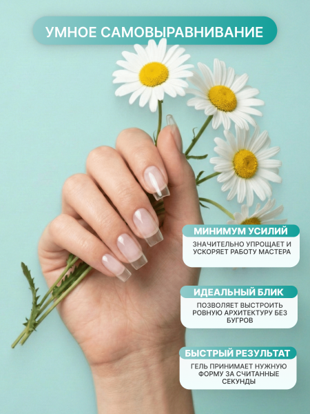 Гель для наращивания ногтей, прозрачный, Global Fashion Clear, 15 г.