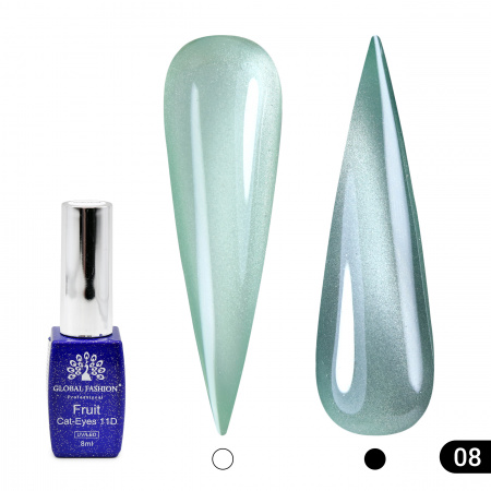 Гель лак кошачий глаз, Global Fashion, Fruit cat eyes 11D 8ml, 08, green apple