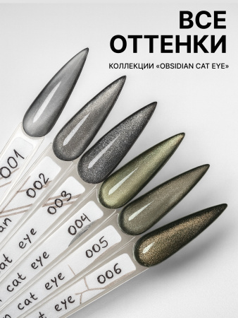 Гель лак кошачий глаз Obsidian Cat Eye Global Fashion, 8мл, 005