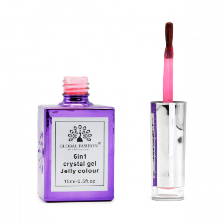 Гель для наращивания 6 in 1 crystal gel jelly colour, 15 мл, 6603