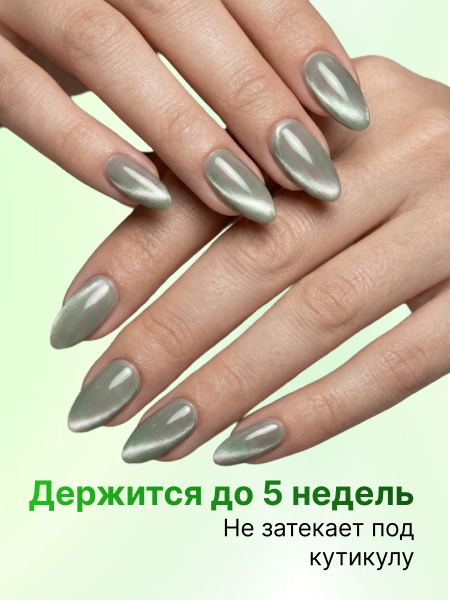 Гель лак кошачий глаз Emerald, 01