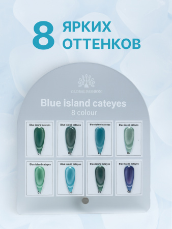 Гель лак кошачий глаз, Global Fashion,  Blue Island cateyes 8ml, 01