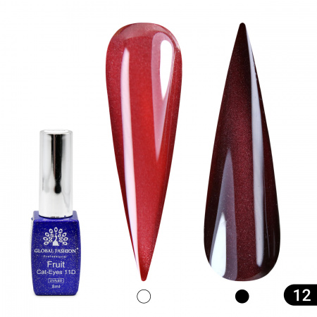 Гель лак кошачий глаз, Global Fashion, Fruit cat eyes 11D 8ml, 12, pomegranate