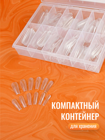 Гелевые типсы для наращивания ногтей, форма "зауженный квадрат", 240 шт