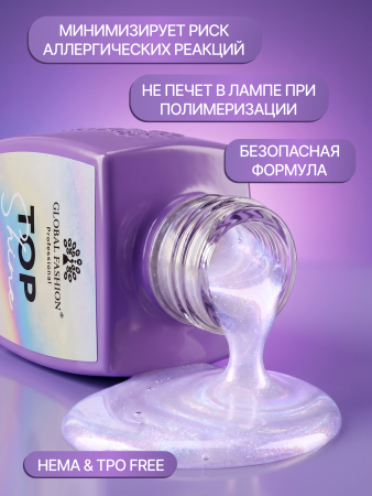 Топ для ногтей с эффектом втирки «TOP SHINE» без липкого слоя, 12 мл, 03