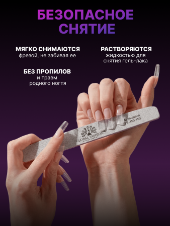 Гелевые типсы от Global Fashion, форма "Квадрат" 12 размеров, 240шт