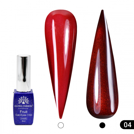 Гель лак кошачий глаз, Global Fashion, Fruit cat eyes 11D 8ml, 04, cherry