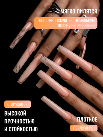 Гелевые типсы, Global Fashion,  экстрадлинные 5xl, 12 размеров 120шт, 03, квадрат