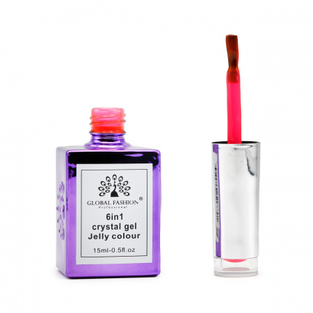Гель для наращивания 6 in 1 crystal gel jelly colour, 15 мл, 6605