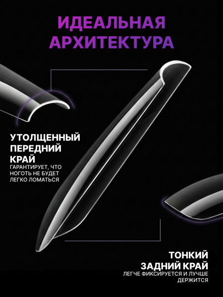 Гелевые типсы от Global Fashion, форма "Квадрат" 12 размеров, 240шт